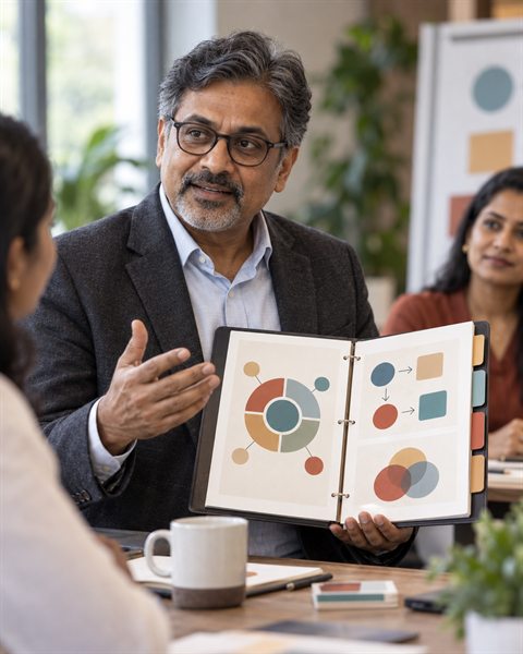 Illustrative workshop participant teaching a reusable team playbook