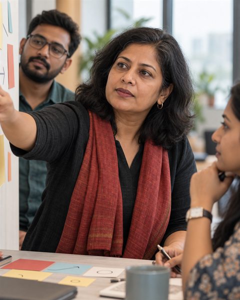 Illustrative workshop participant mapping a workflow